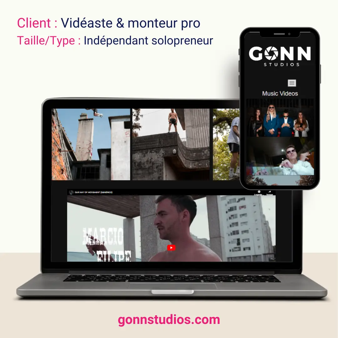 Site web vitrine vidéaste et monteur professionnel réalisé par 72heureschrono.com