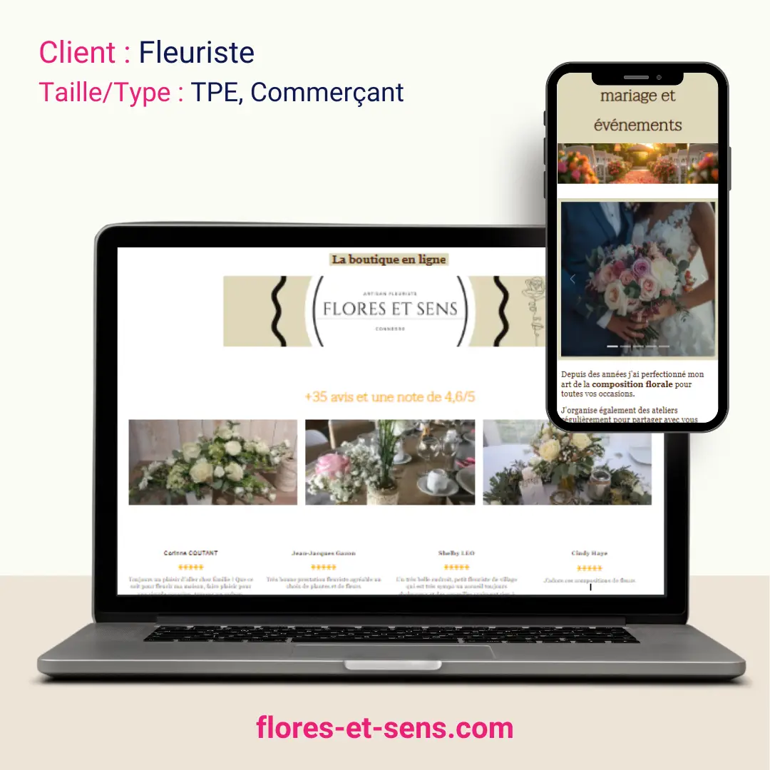 Site web vitrine fleuriste indépendante réalisé par 72heureschrono.com